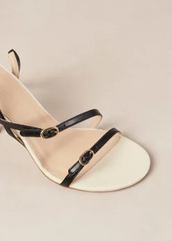 Alyssa Bicolor Black Cream Leather Sandals