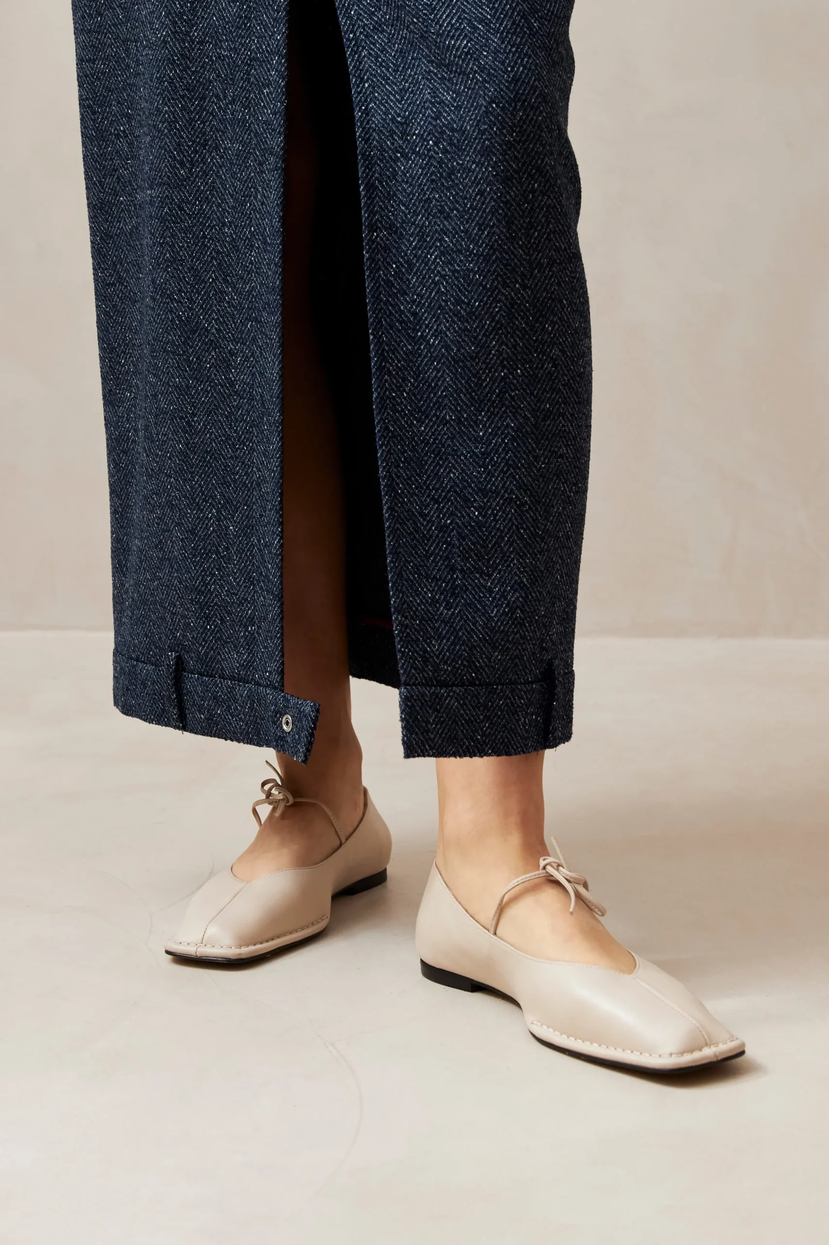 Angelina Herringbone Navy Skirt