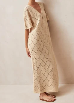 Aries Ecru Tricot Midi Dress
