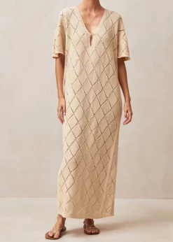 Aries Ecru Tricot Midi Dress