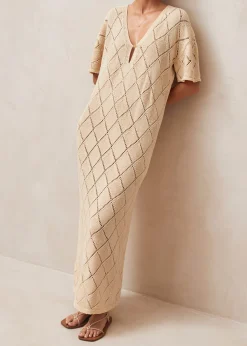 Aries Ecru Tricot Midi Dress