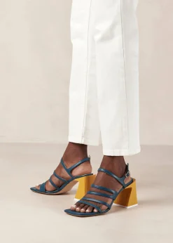 Aubrey Deep Blue Leather Sandals