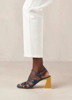 Aubrey Deep Blue Leather Sandals