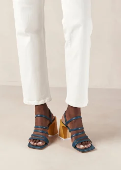 Aubrey Deep Blue Leather Sandals
