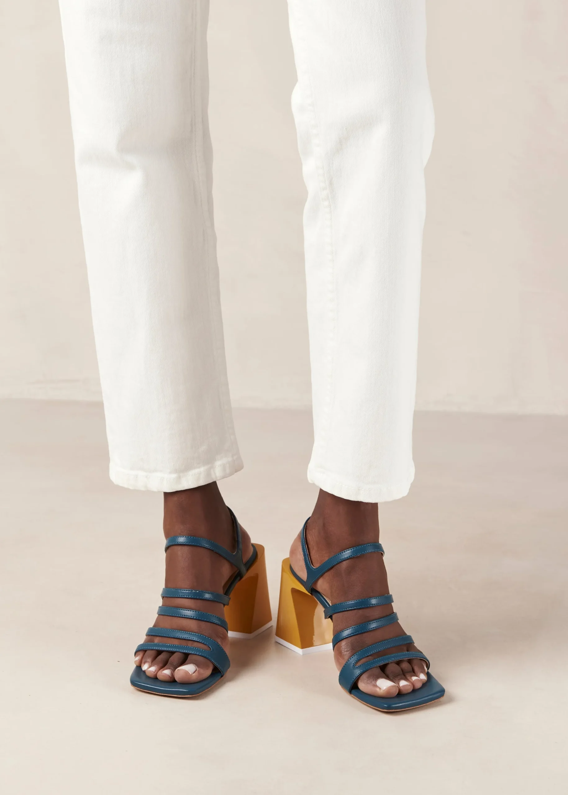 Aubrey Deep Blue Leather Sandals