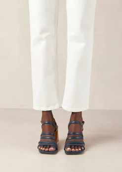 Aubrey Deep Blue Leather Sandals