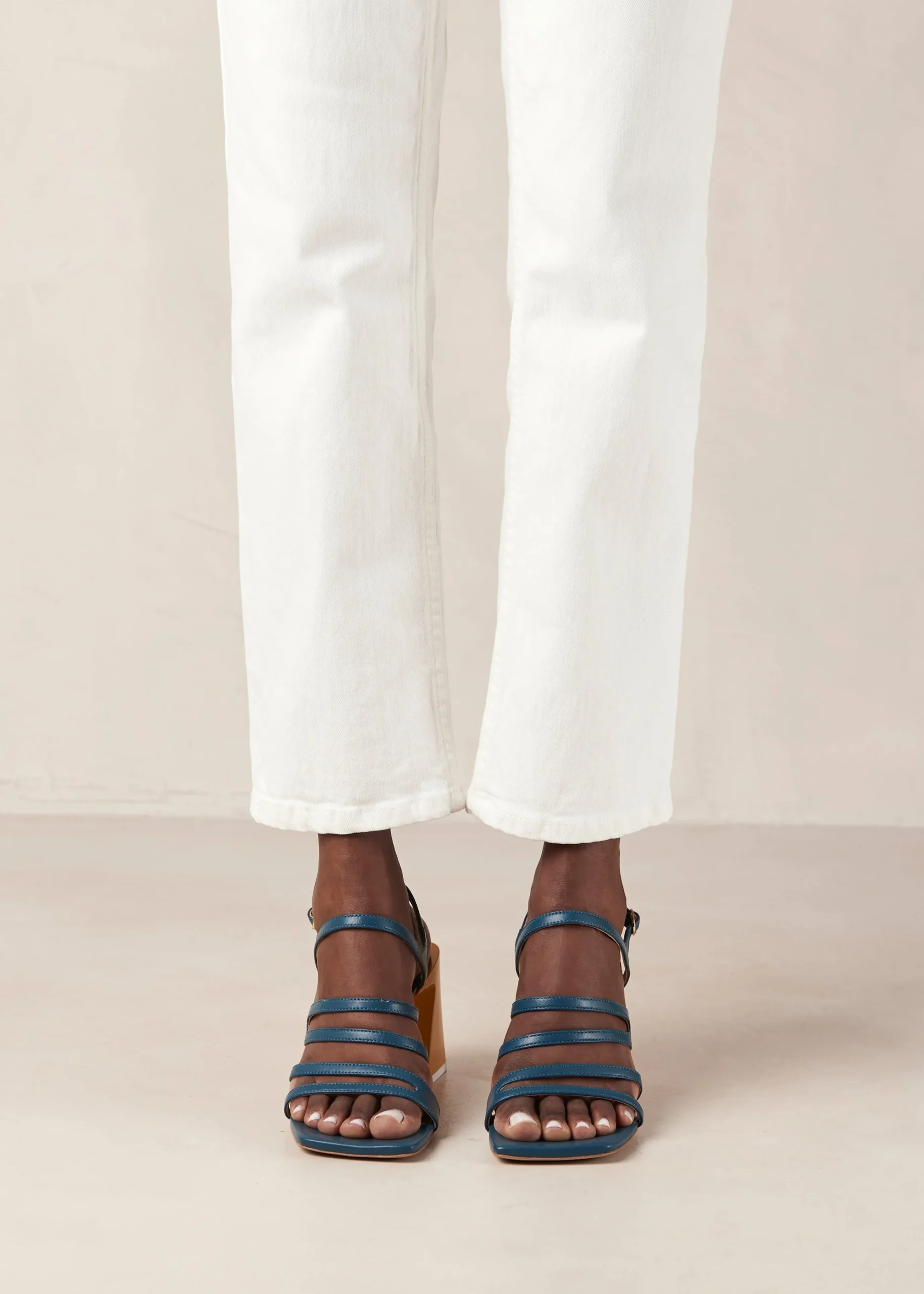 Aubrey Deep Blue Leather Sandals
