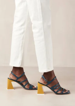 Aubrey Deep Blue Leather Sandals