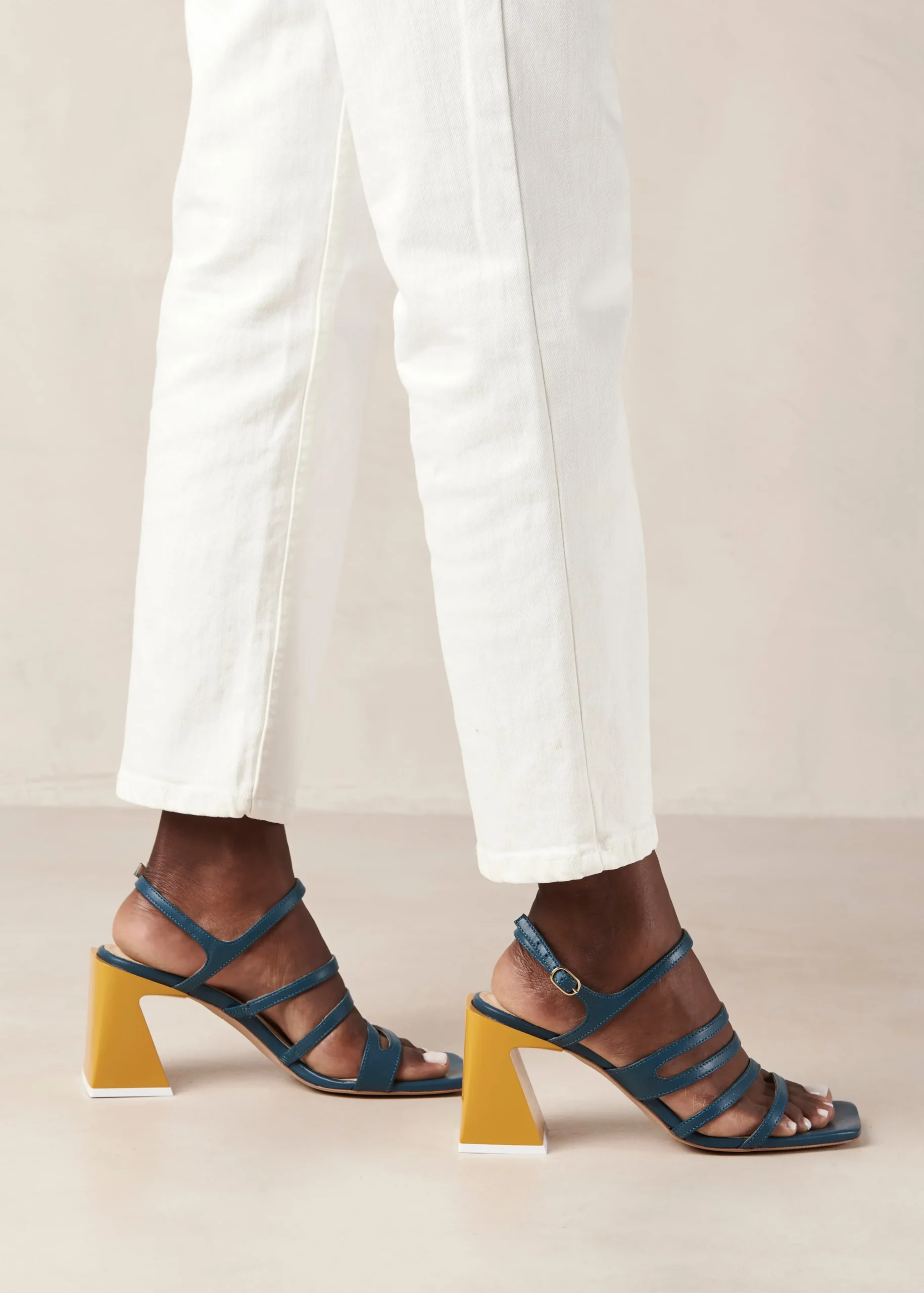 Aubrey Deep Blue Leather Sandals