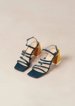 Aubrey Deep Blue Leather Sandals