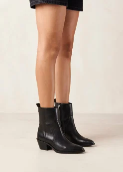 Austin Black Leather Ankle Boots