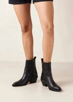 Austin Black Leather Ankle Boots