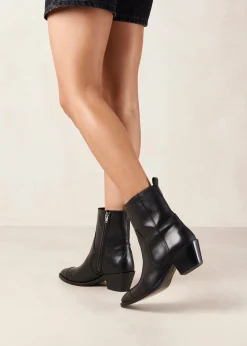 Austin Black Leather Ankle Boots