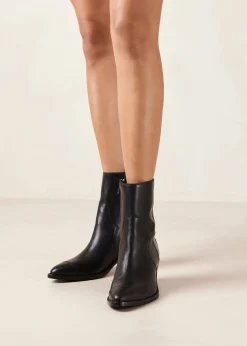 Austin Black Leather Ankle Boots