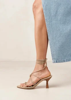 Belinda Suede Beige Leather Sandals