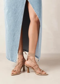 Belinda Suede Beige Leather Sandals