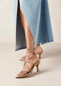 Belinda Suede Beige Leather Sandals