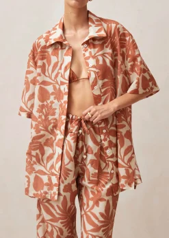 Belize Floral Orange Shirt