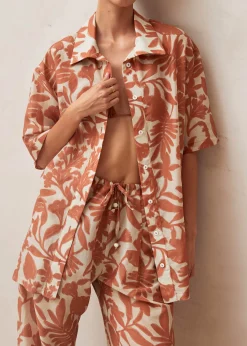Belize Floral Orange Shirt