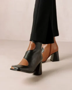 Blair Bicolor Black Camel Leather Ankle Boots