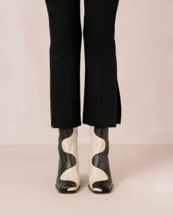 Blair Bicolor Black Cream Ankle Boots
