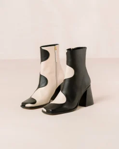 Blair Bicolor Black Cream Ankle Boots