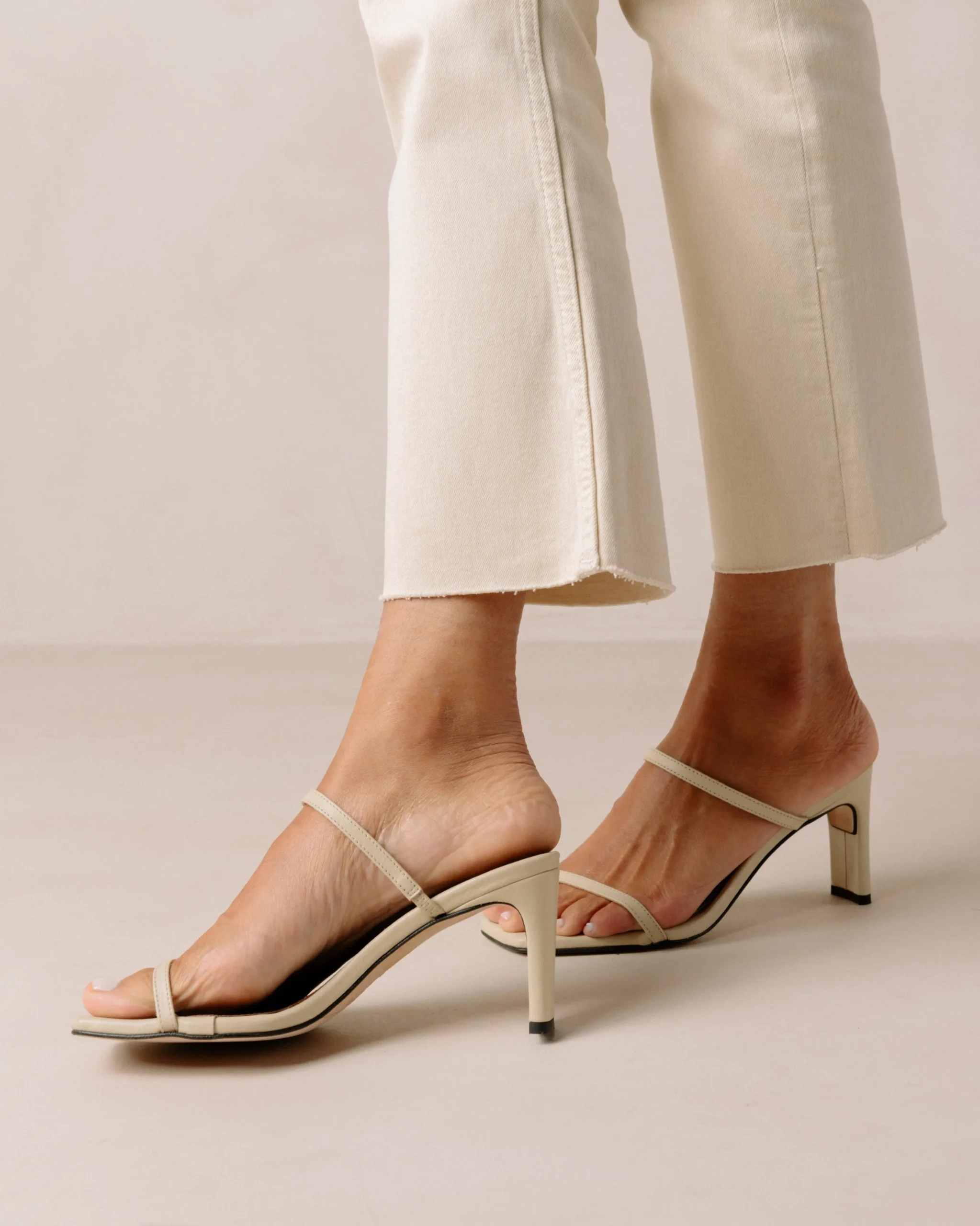 Cannes Beige Leather Sandals