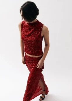 Carla Shimmer Red Tops