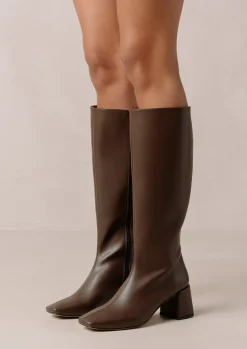 Chalk Umber Brown Vegan Leather Boots