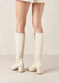 Chalk Warm White Vegan Leather Boots