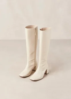 Chalk Warm White Vegan Leather Boots