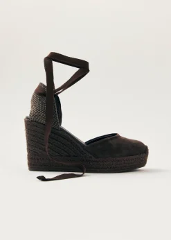 Cordelia Suede Brown Leather Espadrilles