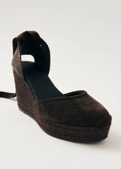 Cordelia Suede Brown Leather Espadrilles