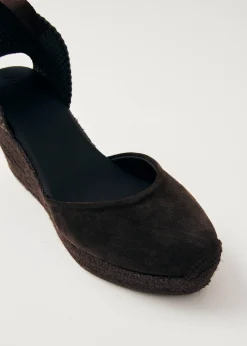 Cordelia Suede Brown Leather Espadrilles