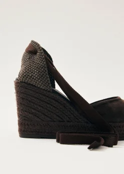 Cordelia Suede Brown Leather Espadrilles