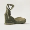 Cordelia Suede Green Leather Espadrilles