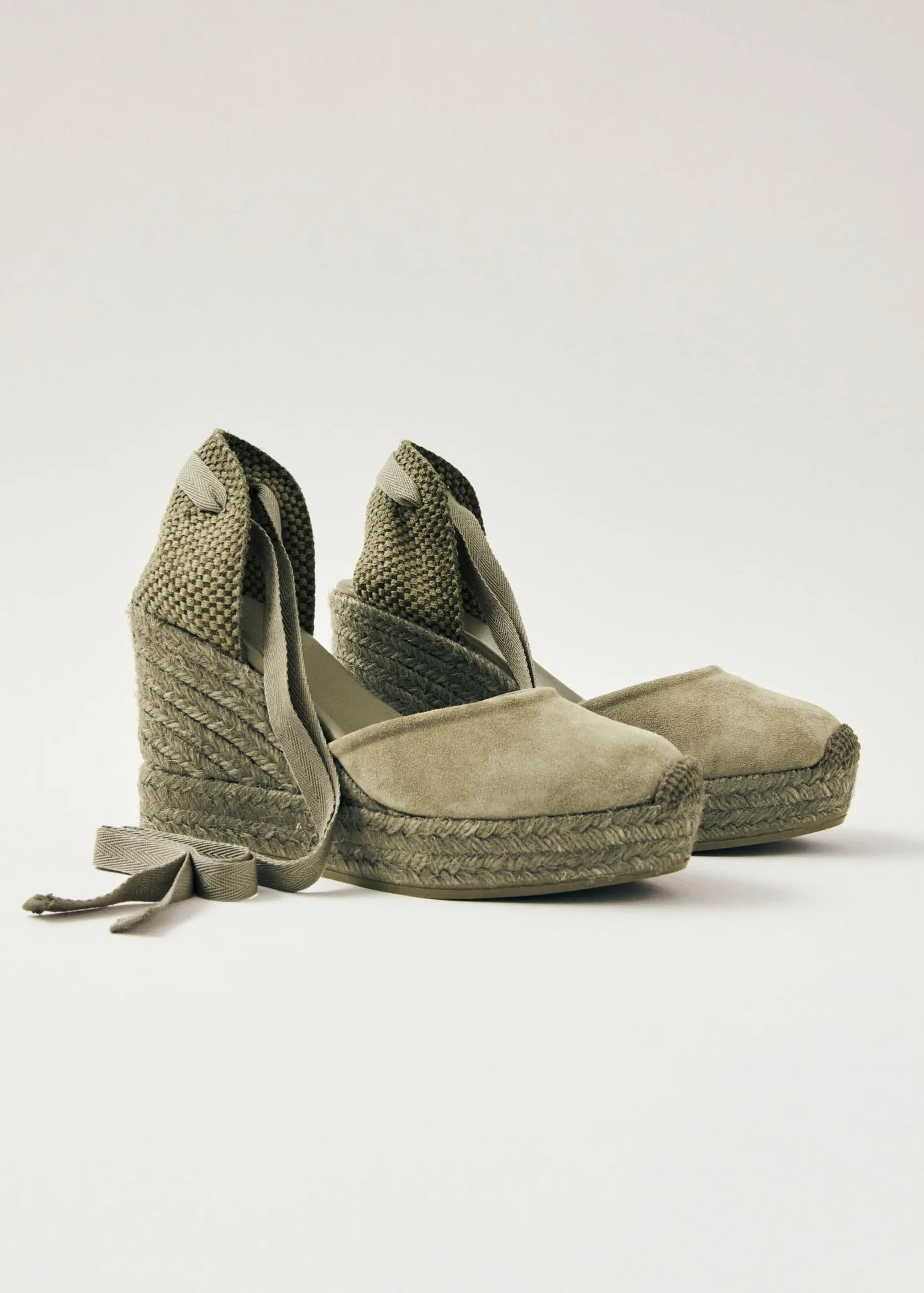 Cordelia Suede Green Leather Espadrilles