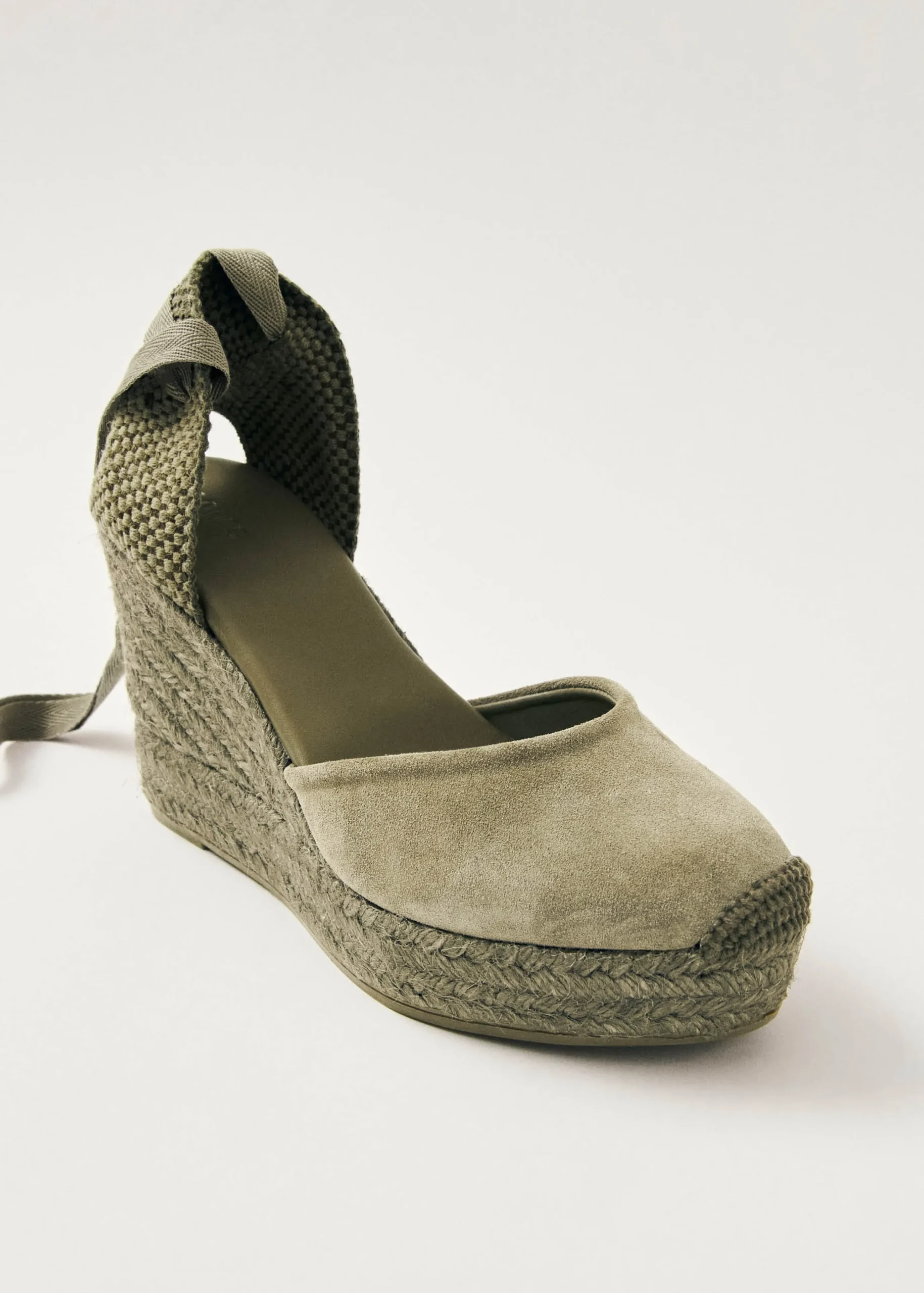 Cordelia Suede Green Leather Espadrilles