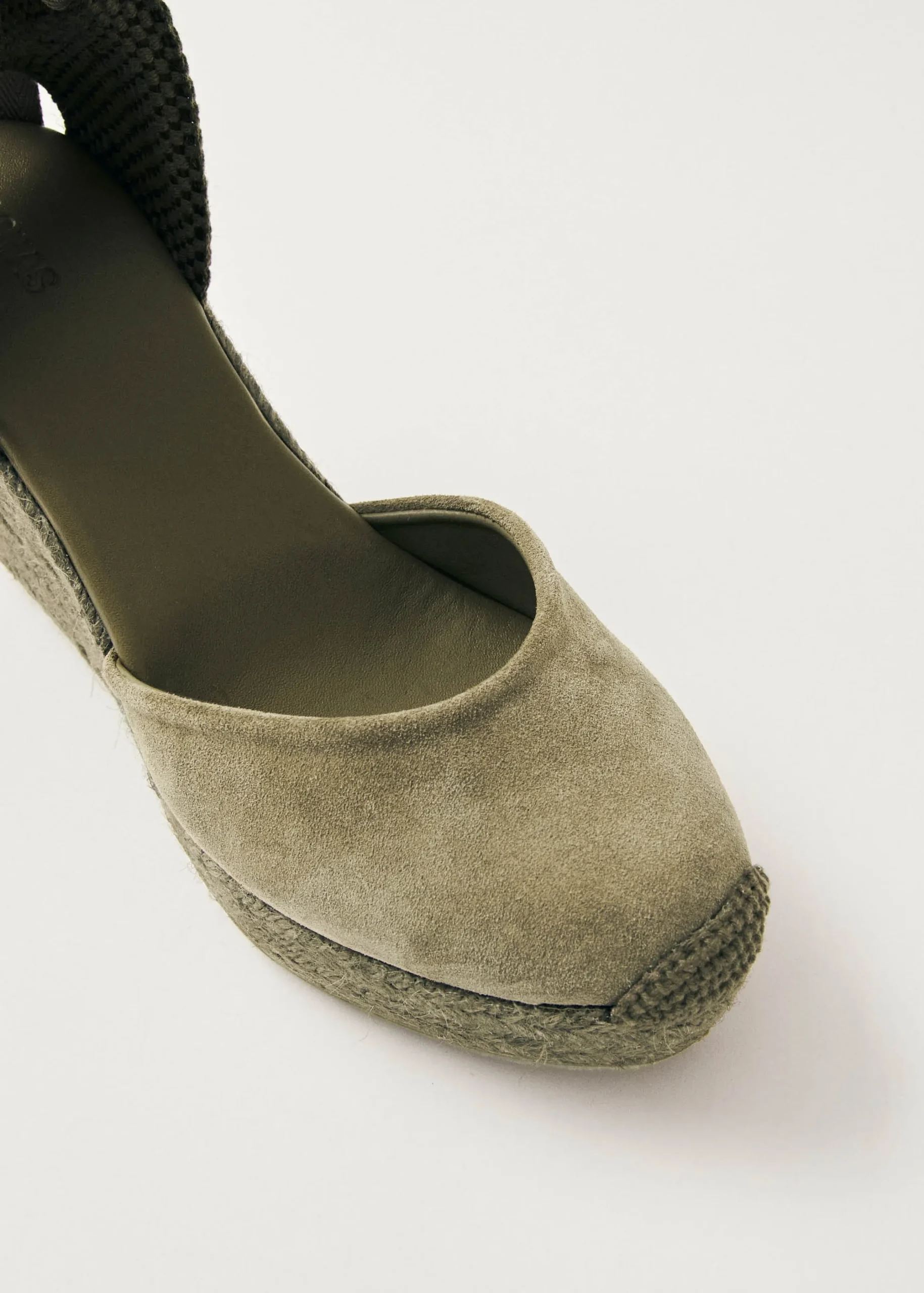 Cordelia Suede Green Leather Espadrilles
