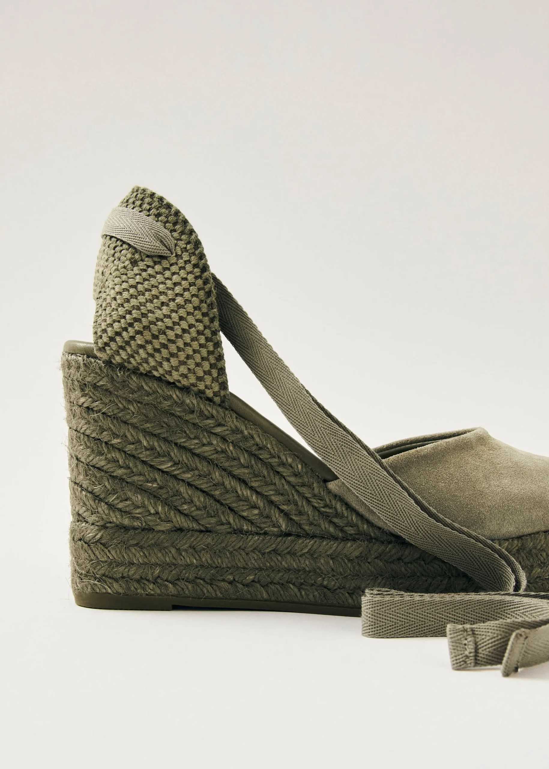 Cordelia Suede Green Leather Espadrilles