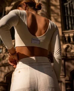 Core Crop Top Long Sleeve Avorio