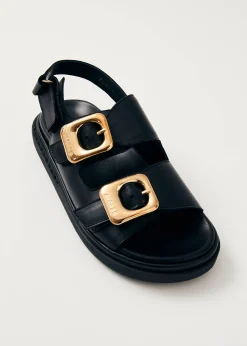 Daria Black Leather Sandals