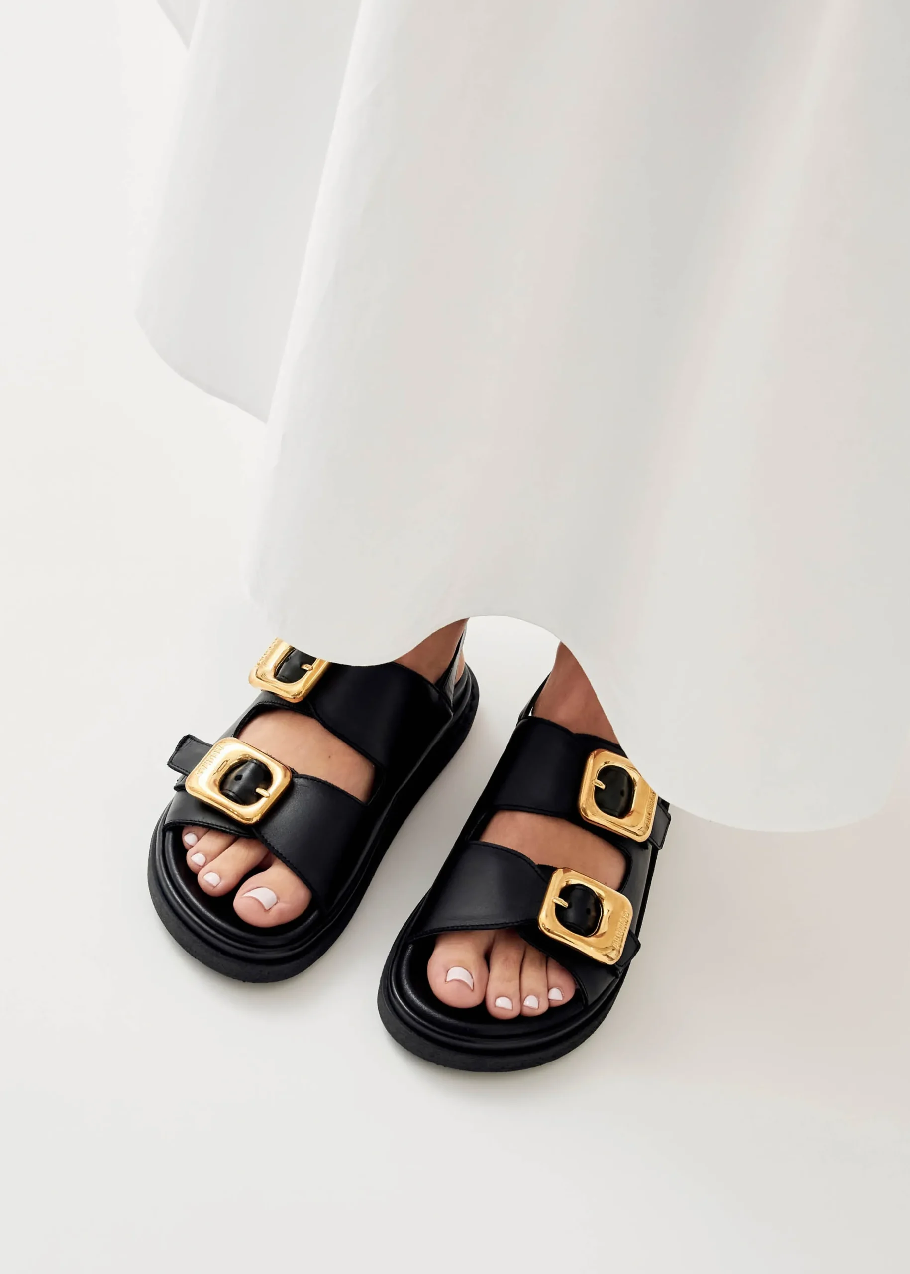 Daria Black Leather Sandals