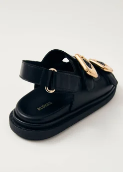 Daria Black Leather Sandals