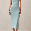 Delicate Aqua Tricot Midi Dress
