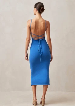 Delicate Blue Tricot Midi Dress