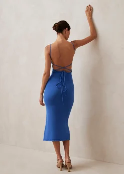 Delicate Blue Tricot Midi Dress