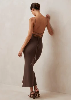 Delicate Brown Tricot Midi Dress