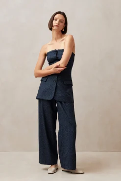 Deva Herringbone Navy Vest