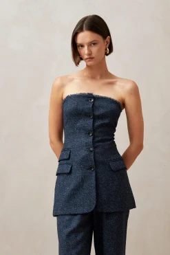 Deva Herringbone Navy Vest
